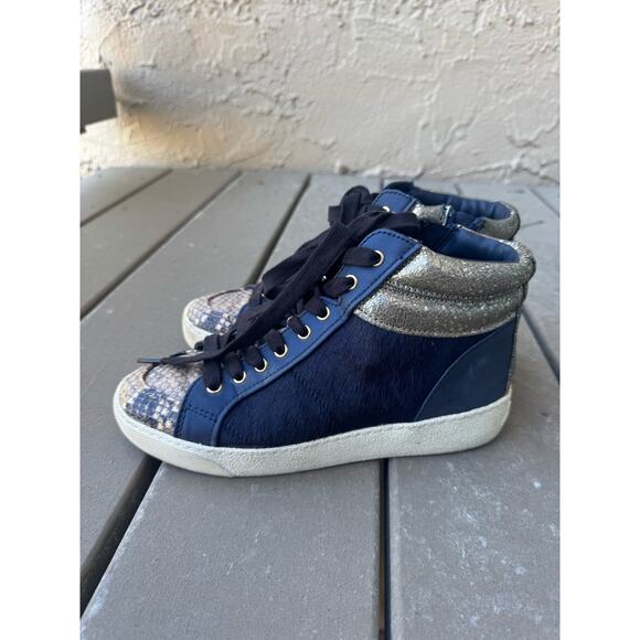 Sam Edelman High Top Multi-Texture Leather Sneakers - Picture 2 of 8